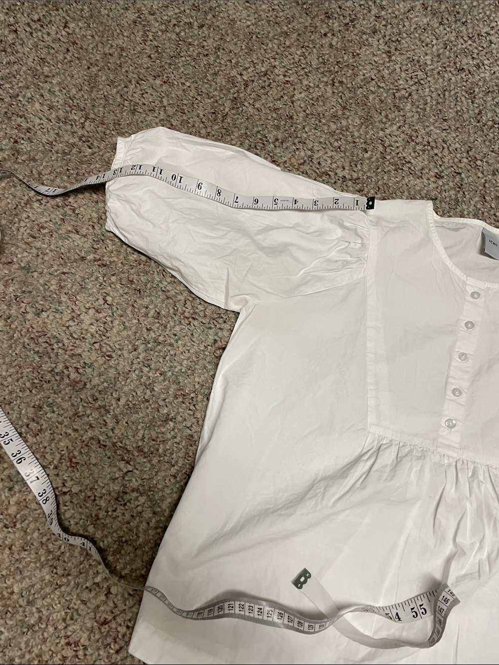Ichi White peasant Button-Front Puff Sleeve Top - Classic Cotton- new - Picture 4 of 8